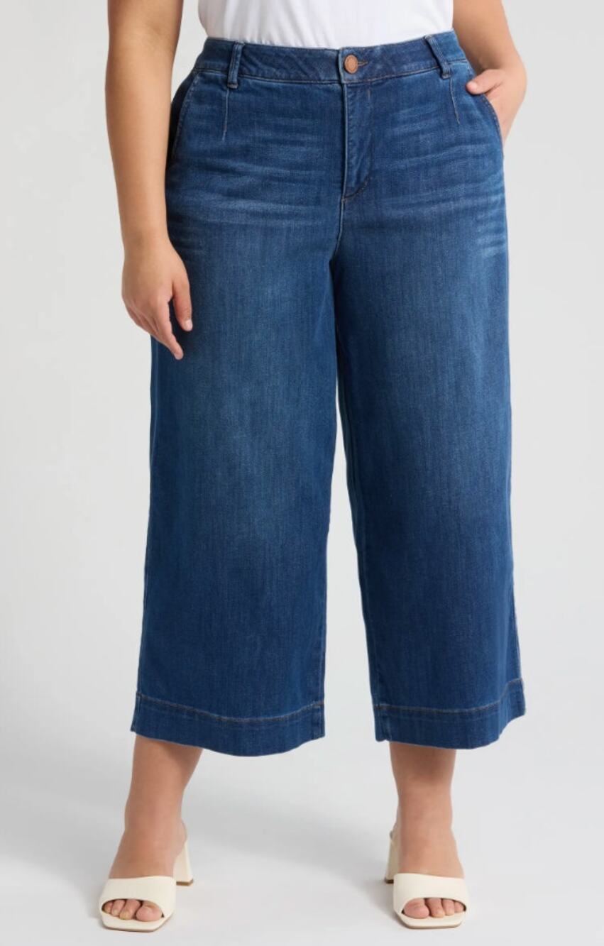 Wit & Wisdom Jeans Plus Size 24W Blue Whitney Skyrise Wide Leg Crop Stretch